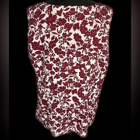 Daisy Fuentes Tank Blouse Mock Wrap Red White 2X 2XL XX - Picture 6 of 14